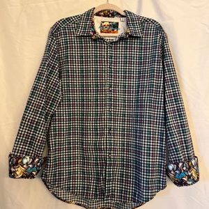 Robert graham mens button down size large purple and blue flip Cuff